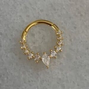 18K Gold Stacked Crystal Conch Daith Cartilage Earring 

Brand New